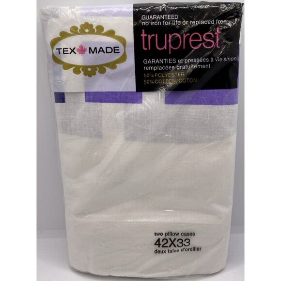 Texmade Labyrinth Truprest Set of 2 Pillow Cases Geometric Links 1970s Purple - Picture 12 of 12